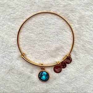 Alex & Ani Blue Zircon Birthstone Charm Bangle Dec